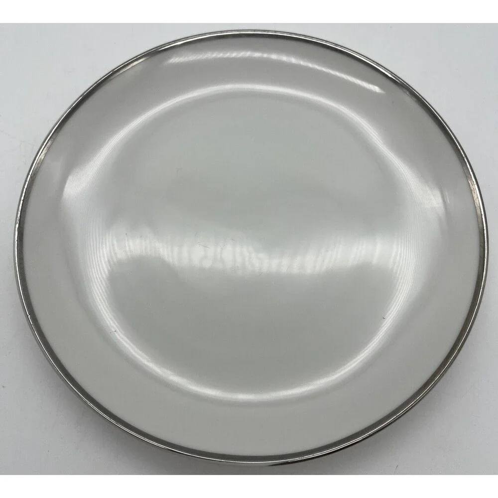 2 harmony house Moderne fine china Japan Desert Appetizer Plate White Silver Rim